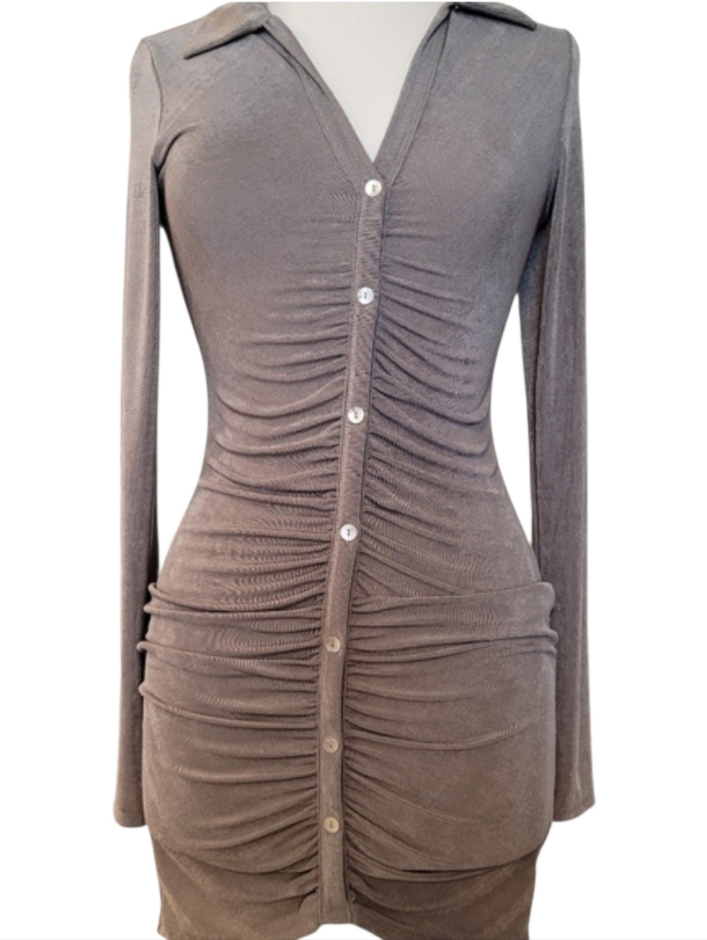 New Peach Love Grey Mini Dress with ruching